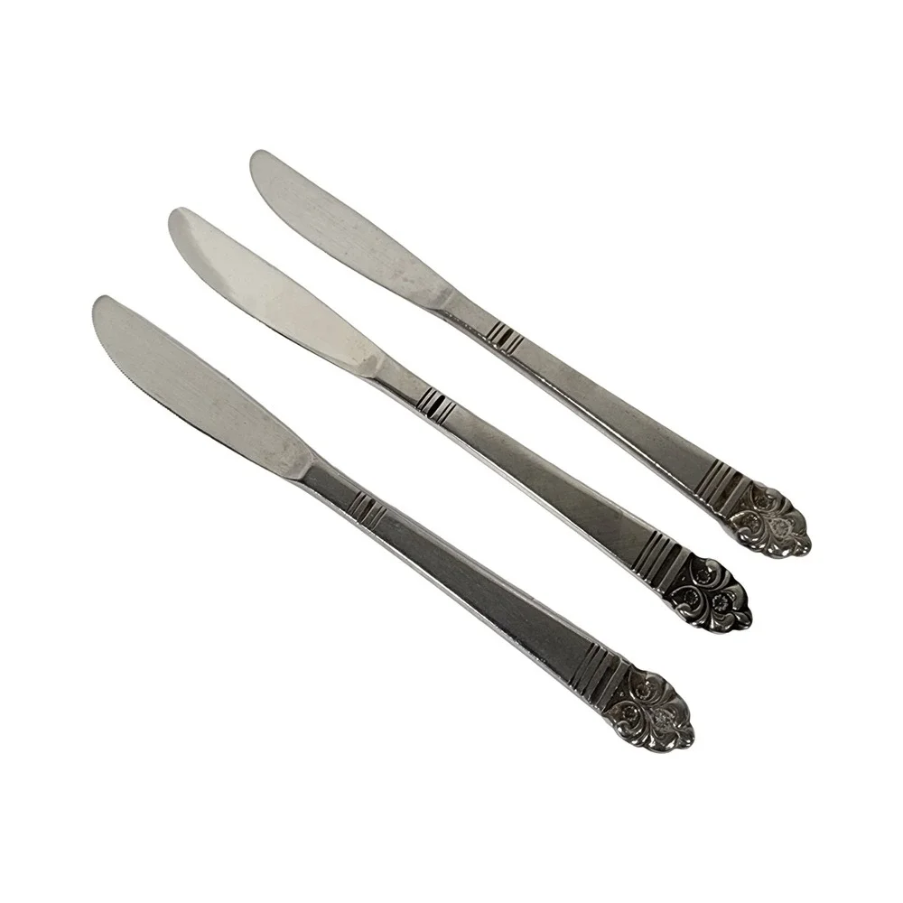 Rogers Stainless Japan Butter Knives Set of 3 Ornate‎ Handle Dining Flatware